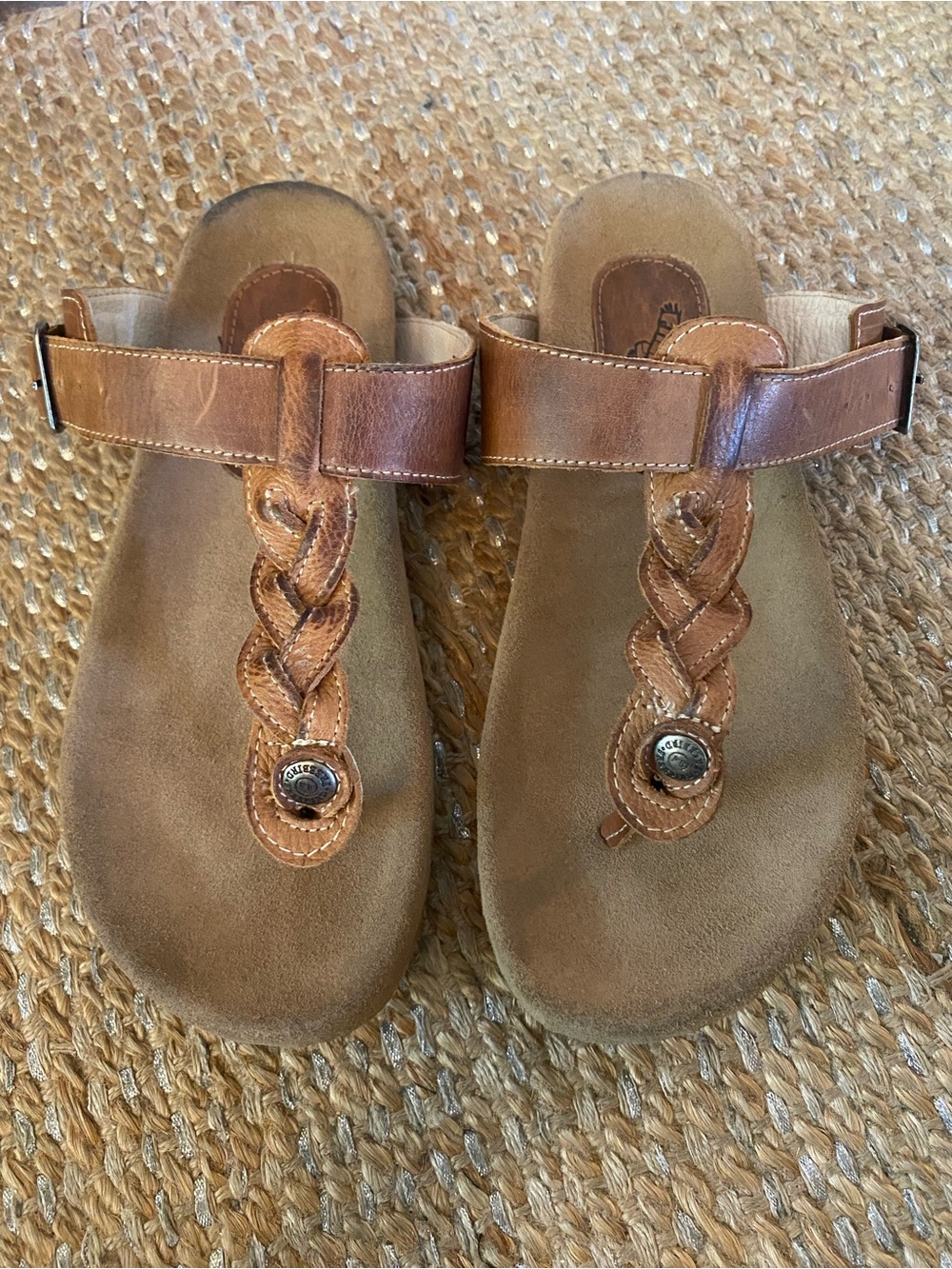 Freebird Athena Braided Leather Sandals Tan Brown Size 10 Boho Western Artisan